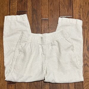 Old Navy High Waisted Linen Blend Straight Leg Pants Tan/White Size Small